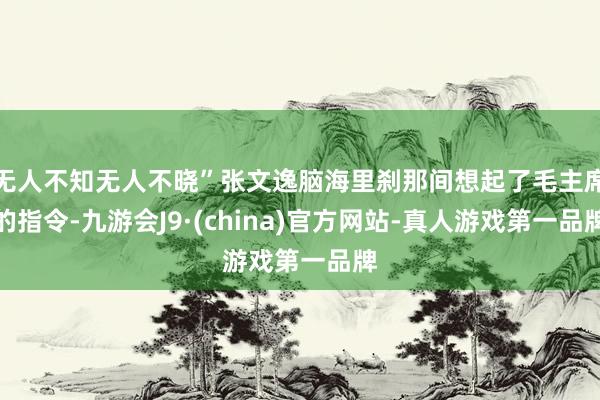 无人不知无人不晓”张文逸脑海里刹那间想起了毛主席的指令-九游会J9·(china)官方网站-真人游戏第一品牌