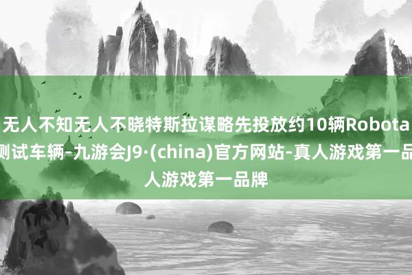 无人不知无人不晓特斯拉谋略先投放约10辆Robotaxi测试车辆-九游会J9·(china)官方网站-真人游戏第一品牌