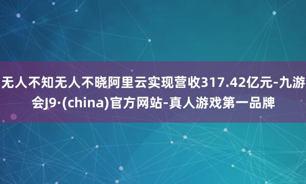 无人不知无人不晓阿里云实现营收317.42亿元-九游会J9·(china)官方网站-真人游戏第一品牌