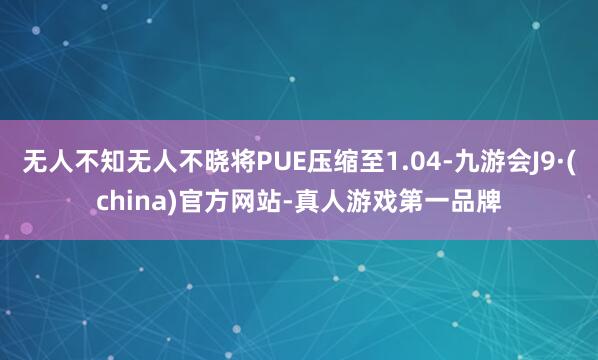 无人不知无人不晓将PUE压缩至1.04-九游会J9·(china)官方网站-真人游戏第一品牌